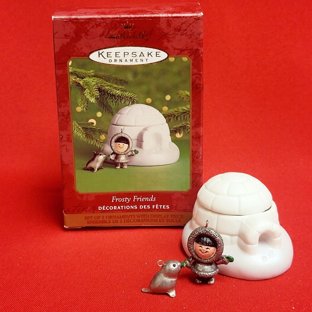 Hallmark Frosty Friends 2000 Igloo Eskimo Girl Seal Christmas Decor